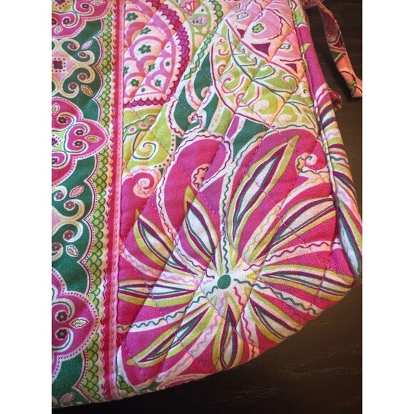 Vera Bradley Pink & Green Quilted Cosmetic Bag With Zipper Closure - Picture 2 of 6